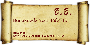 Berekszászi Béla névjegykártya